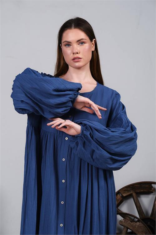 Dipmoda kadın pamuklu salaş gömlek elbise DPNBDM6002