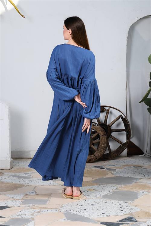 Dipmoda kadın pamuklu salaş gömlek elbise DPNBDM6002