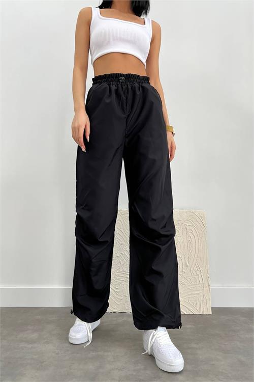 Dipmoda kadın paraşüt kumaş paça detaylı pantolon GTS032 