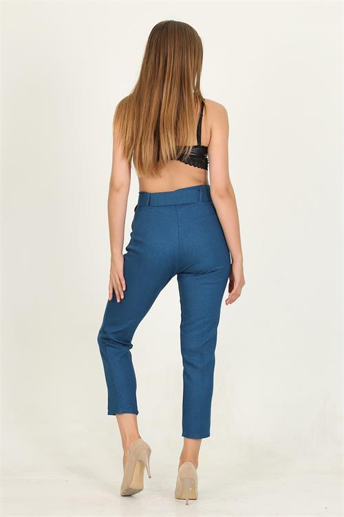 Dipmoda kadın petrol cepli kemer detaylı kumaş pantolon QNS026 