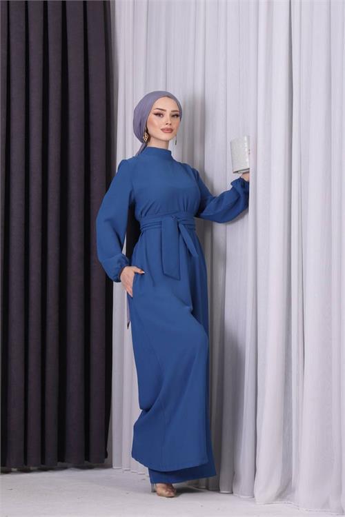 Dipmoda kadın petrol kuşaklı gül detaylı salaş tulum DPNMS003