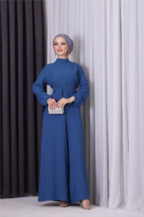 Dipmoda kadın petrol kuşaklı gül detaylı salaş tulum DPNMS003