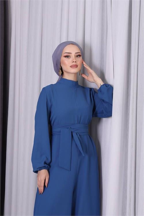 Dipmoda kadın petrol kuşaklı gül detaylı salaş tulum DPNMS003