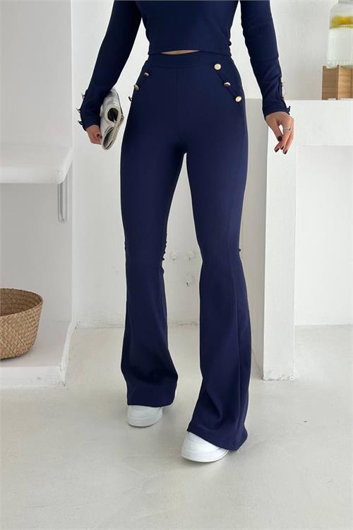 Dipmoda kadın polo yaka düğme detaylı takım DPK4322