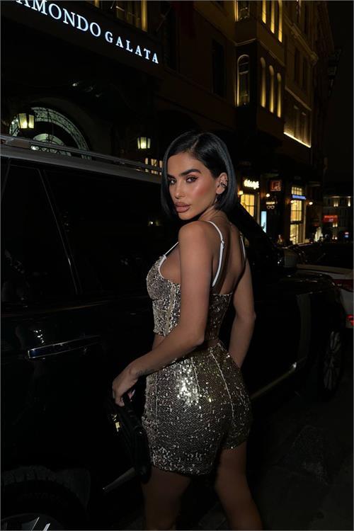 Dipmoda kadın pulpayet askılı crop şort ikili takım DPDF168