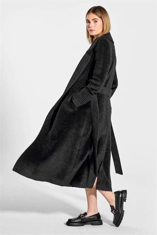 Dipmoda kadın şal yaka tam boy ithal kaşe kaban DPMS23156