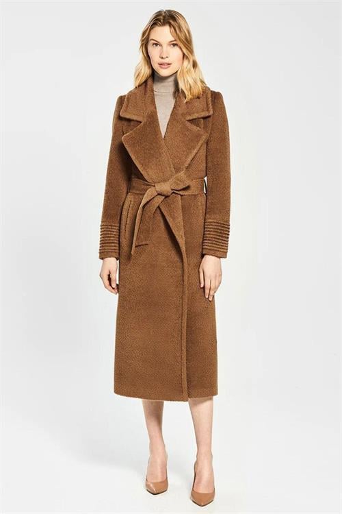 Dipmoda kadın şal yaka tam boy ithal kaşe kaban DPMS23156