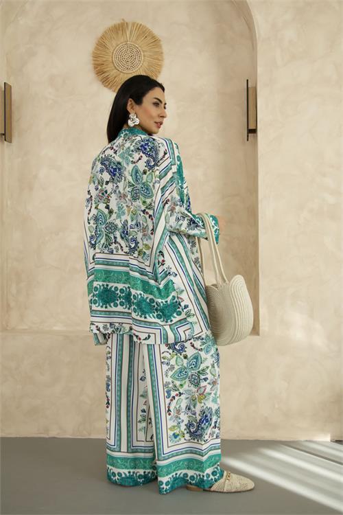 Dipmoda kadın salaş kesim desenli alt üst ikili takım DPMS25100