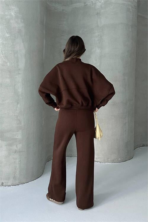 Dipmoda kadın şardonlu üç iplik eşofman takımı GTS018