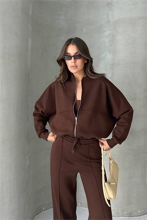 Dipmoda kadın şardonlu üç iplik eşofman takımı GTS018