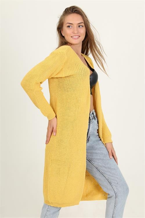 Dipmoda kadın sarı yeni sezon selanik triko hırka RY0035 