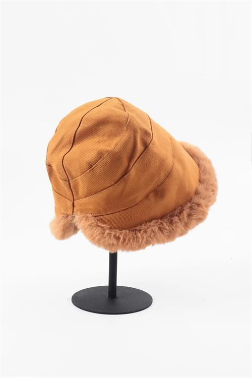 Dipmoda kadın siperli peluş kürklü bucket şapka DPAKS008