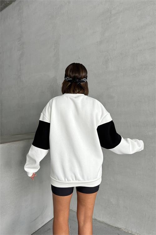 Dipmoda kadın siyah bisiklet yaka california sweat NBG038 