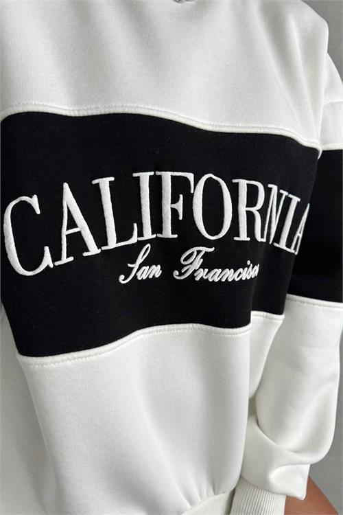 Dipmoda kadın siyah bisiklet yaka california sweat NBG038 