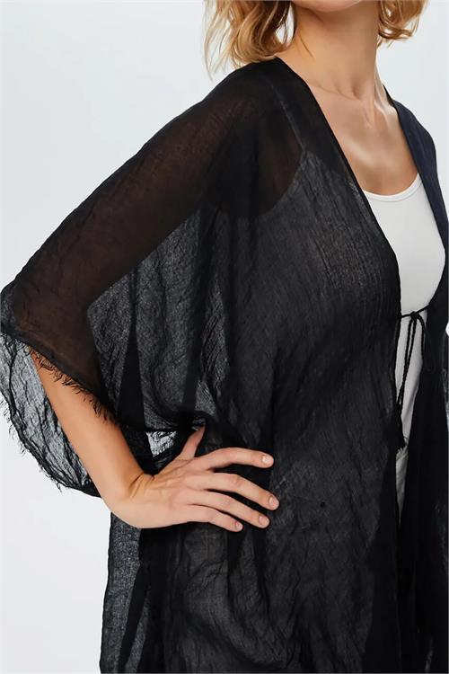 Dipmoda kadın siyah müslin kumaş pareo DPMHT01