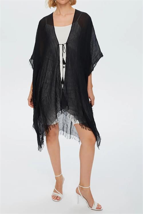 Dipmoda kadın siyah müslin kumaş pareo DPMHT01