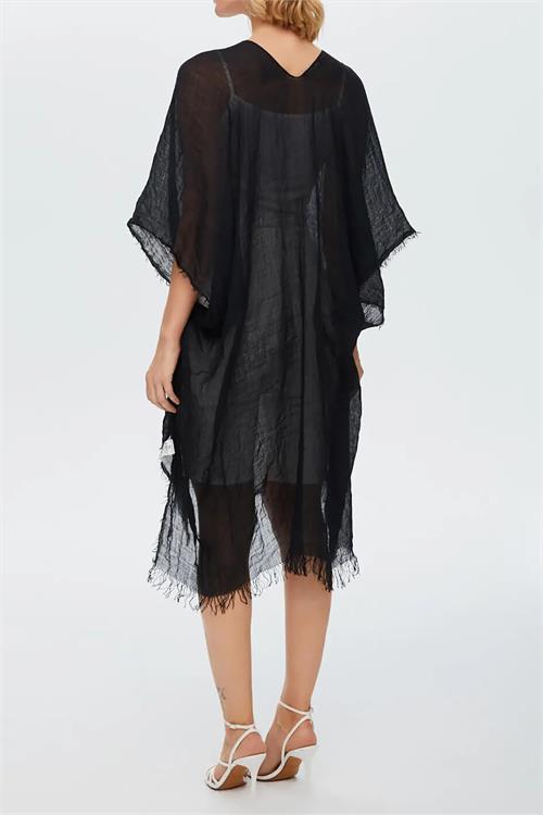 Dipmoda kadın siyah müslin kumaş pareo DPMHT01