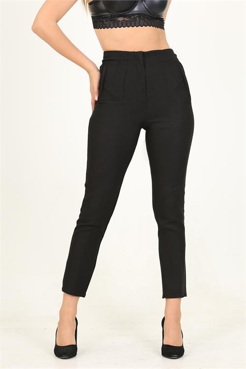 Dipmoda kadın siyah yüksek bel yeni sezon ofis pantolon QNS029 