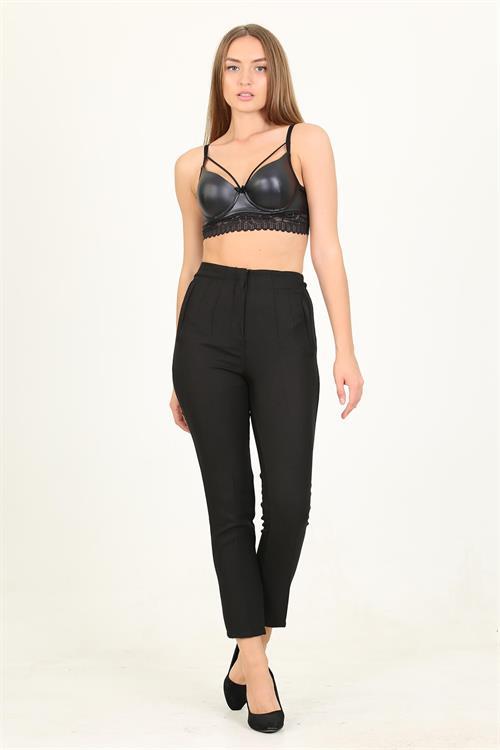 Dipmoda kadın siyah yüksek bel yeni sezon ofis pantolon QNS029 