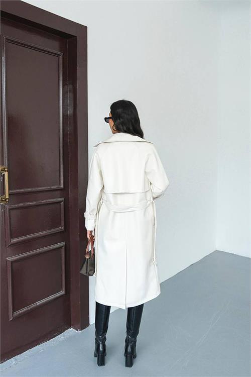 Dipmoda kadın suni deri kuşaklı trençkot DPMYLK29