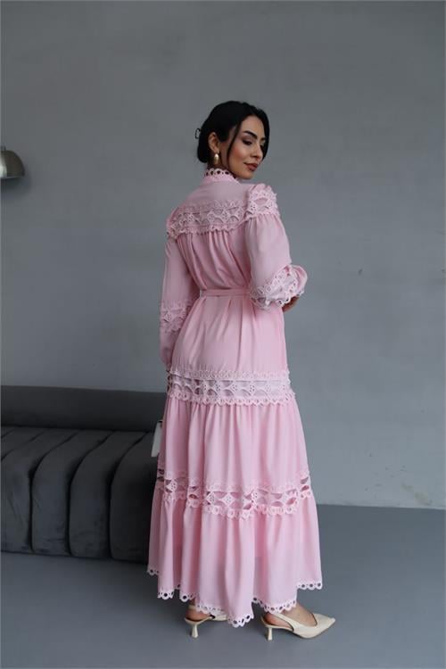 Dipmoda kadın uzun dantel detaylı tasarım elbise DPMS42110