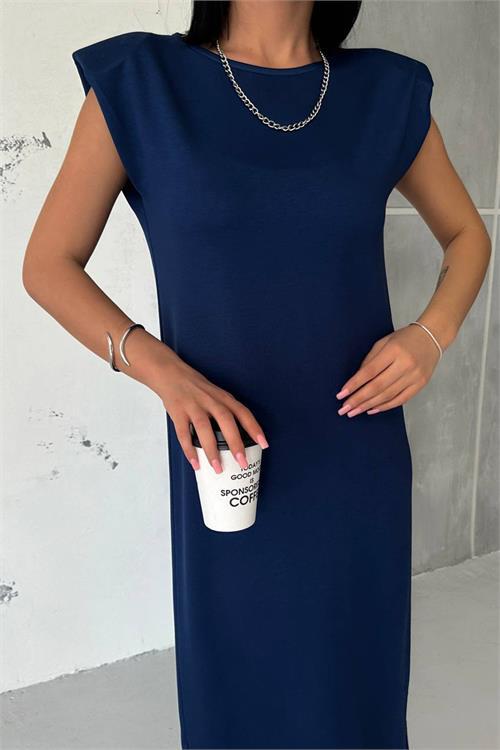 Dipmoda kadın vatkalı yırtmaç detaylı modal elbise NBG010 