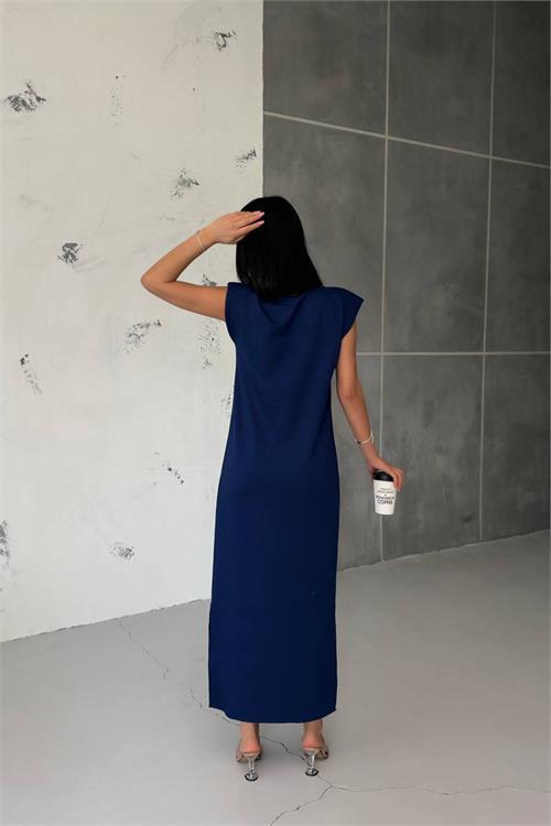 Dipmoda kadın vatkalı yırtmaç detaylı modal elbise NBG010 