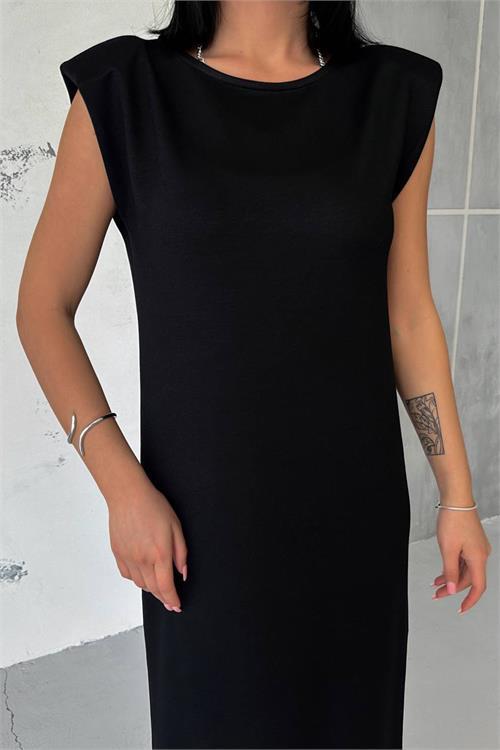 Dipmoda kadın vatkalı yırtmaç detaylı modal elbise NBG010 