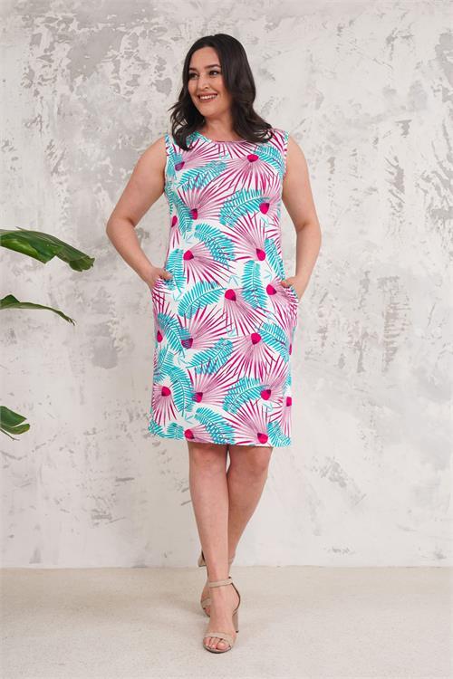 Dipmoda kadın yazlık viskon kumaş büyük beden elbise NBA018 