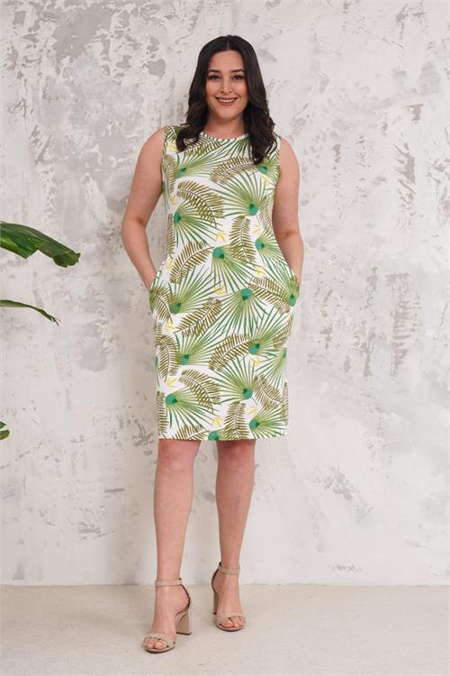 Dipmoda kadın yazlık viskon kumaş büyük beden elbise NBA018 