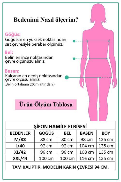 Dipmoda kadın yeni sezon kruvaze yaka şifon hamile elbise HML003 