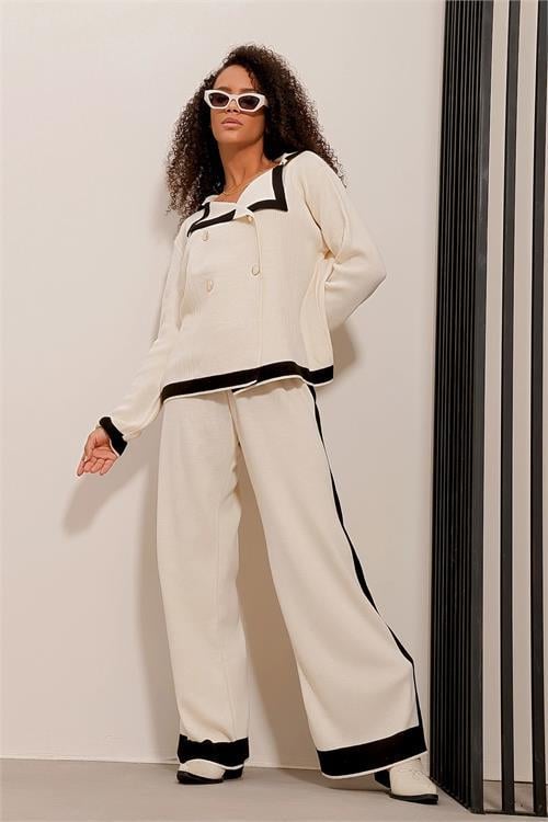 Dipmoda kadın yeni sezon pantolonlu triko takım PRML09 