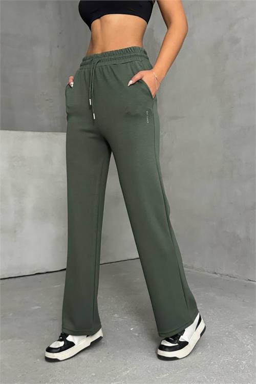 Dipmoda kadın yeşil bol paça eşofman altı DPNBG066