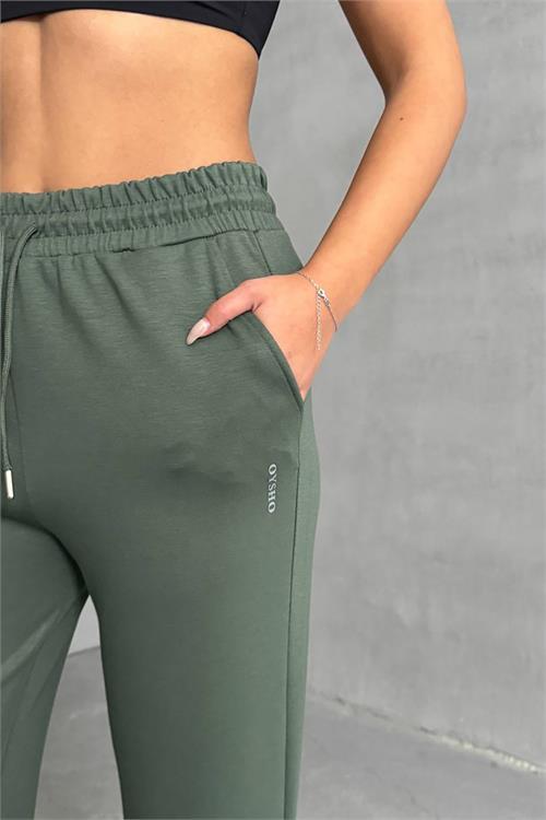 Dipmoda kadın yeşil bol paça eşofman altı DPNBG066