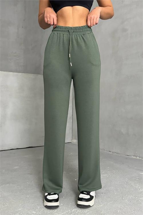 Dipmoda kadın yeşil bol paça eşofman altı DPNBG066