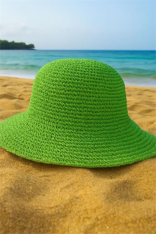 Dipmoda kadın yeşil hasır şapka DPMHT03