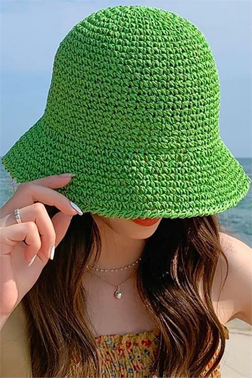 Dipmoda kadın yeşil hasır şapka DPMHT03