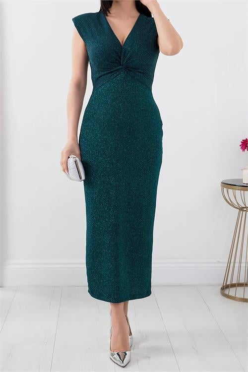 Dipmoda kadın yırtmaç detaylı simli abiye elbise DPNBMY3362