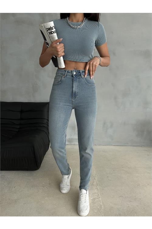 Dipmoda kadın yüksek bel likralı kot pantolon NBR003 