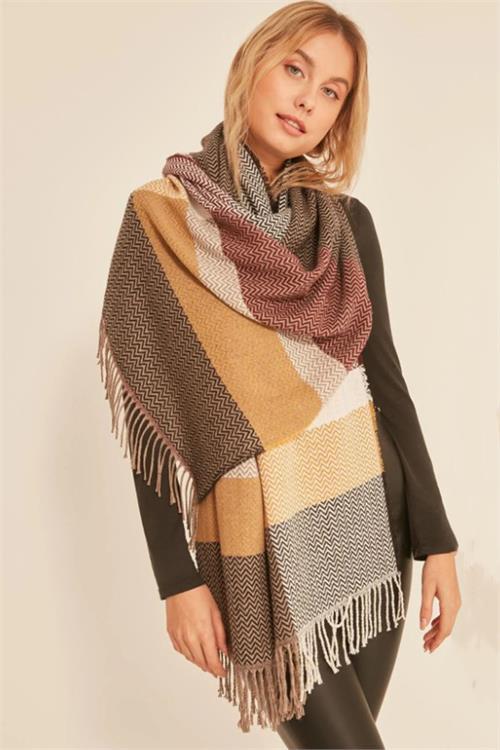 Dipmoda kadın yumuşak dokulu desenli şal atkı DPAKS033