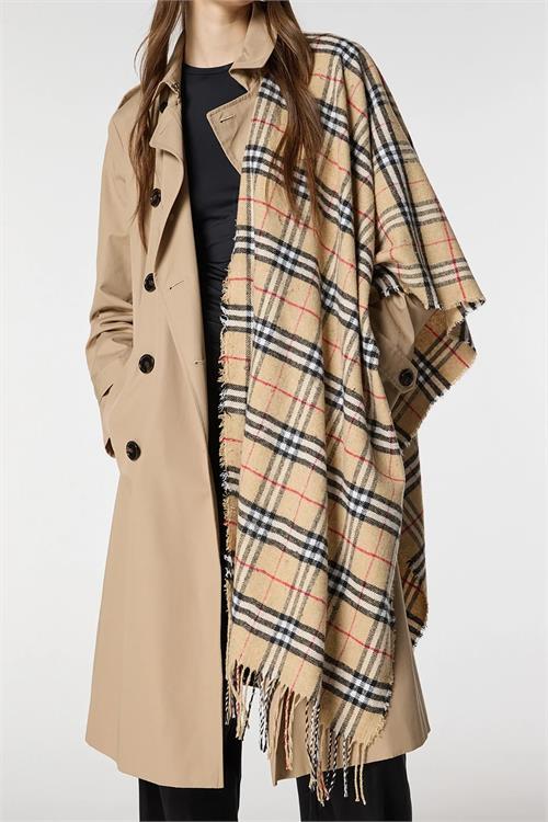 Dipmoda kadın yumuşak dokulu ekose desenli bej şal atkı DPAKS035