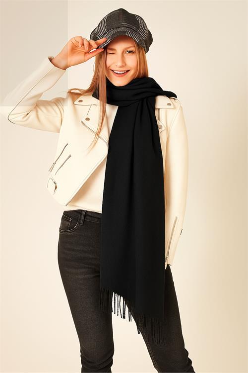 Dipmoda kadın yumuşak dokulu püsküllü şal DPAKS045