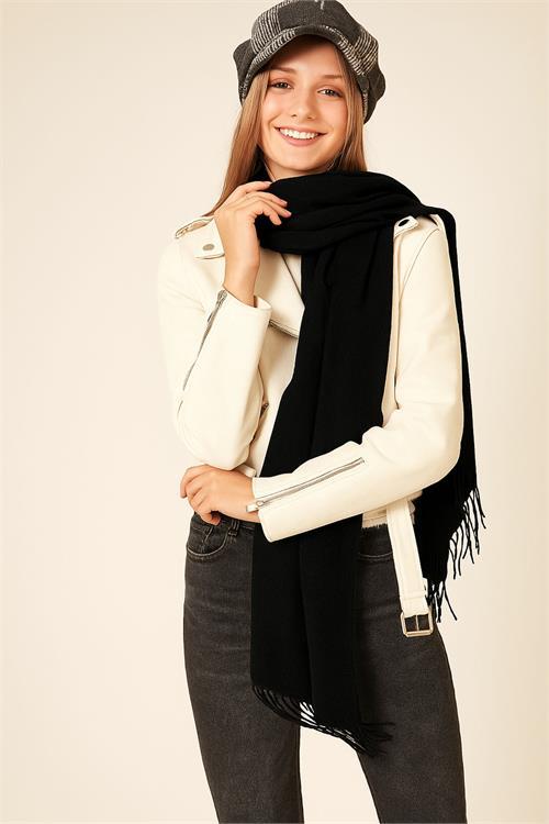 Dipmoda kadın yumuşak dokulu püsküllü şal DPAKS045