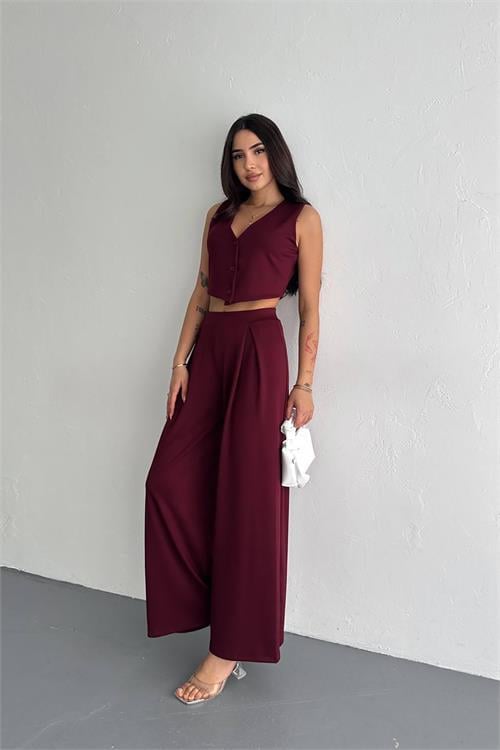 Dipmoda kadın yumuşak dokulu yelek pantolon takım DPK052