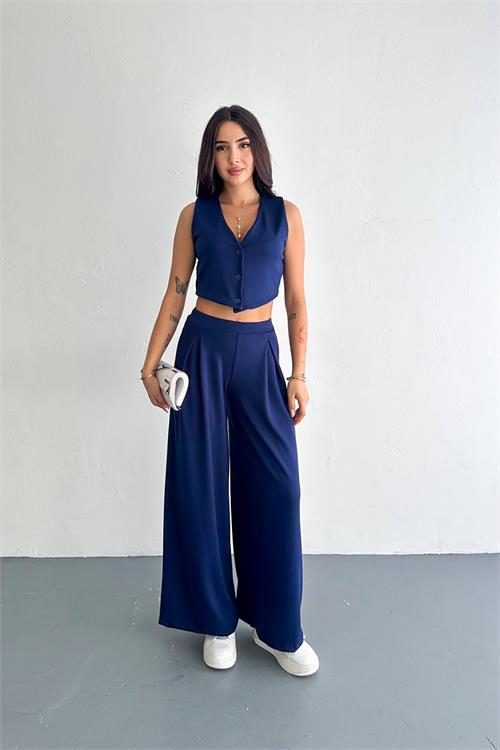 Dipmoda kadın yumuşak dokulu yelek pantolon takım DPK052