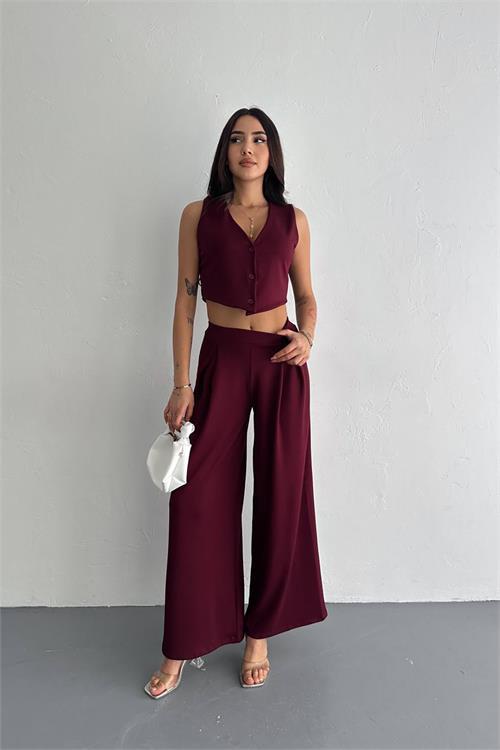 Dipmoda kadın yumuşak dokulu yelek pantolon takım DPK052