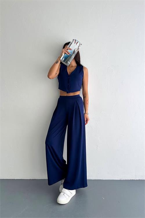 Dipmoda kadın yumuşak dokulu yelek pantolon takım DPK052