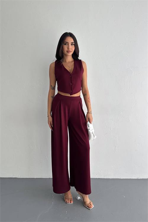 Dipmoda kadın yumuşak dokulu yelek pantolon takım DPK052