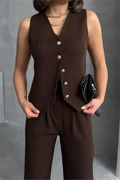 Dipmoda kadın zra model düğmeli yelek DPNBG078