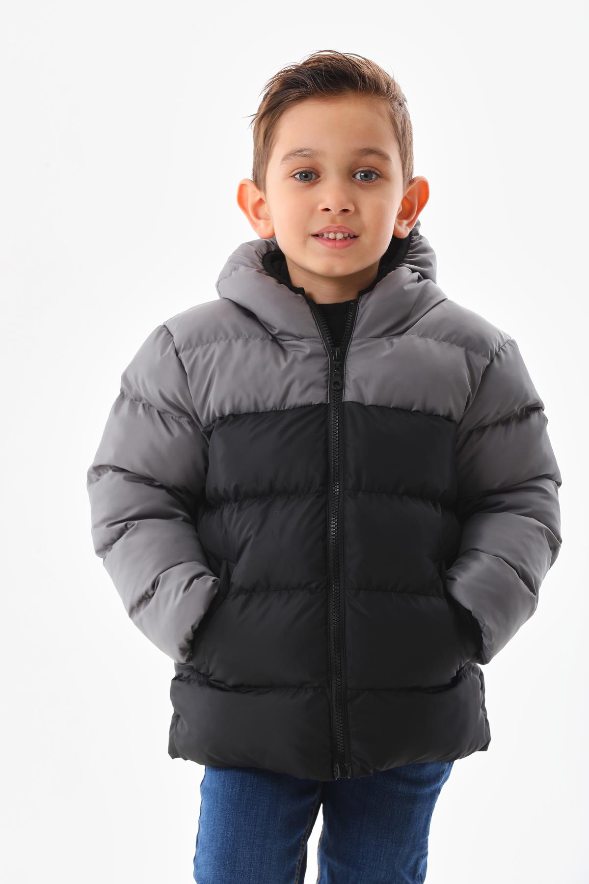 Erkek Çocuk Antrasit Robalı Su Geçirmez İç Polarlı Mont DPRBC012
